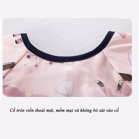  Áo yếm ăn dặm Miraclebaby cộc tay có máng hứng chống thấm sạch sẽ, an toàn cho bé từ 6 -36 tháng 