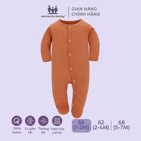  Bodysuit áo quần liền thân NÚT BẤM cho bé chất liệu Cotton thương hiệu Miraclebaby từ 1 đến 7 tháng tuổi 