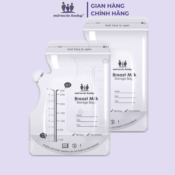  Túi trữ sữa Miracle Baby 250ml chính hãng có vòi rót 