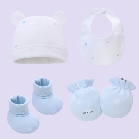  MiracleBaby - Combo4 Nón kèm bao tay Mèo cho bé chất liệu Cotton nguyên chất co giãn, mềm mại, thấm hút mồ hôi tốt 