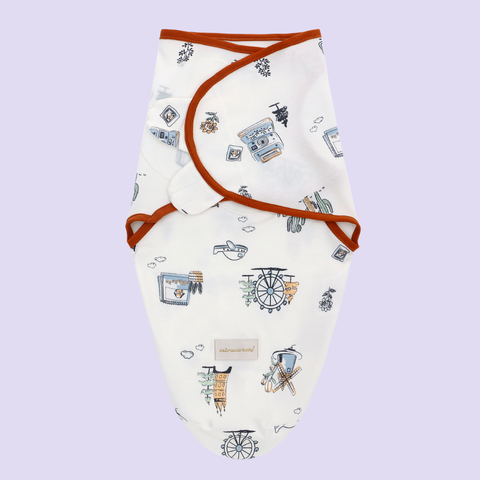  Miracle Baby - Khăn quấn, choàng ủ, ủ kén sơ sinh Miracle Baby có mũ vải cotton cho bé 