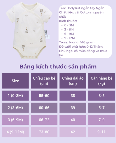  Miracle Baby Bodysuit Ngắn mẫu mới 