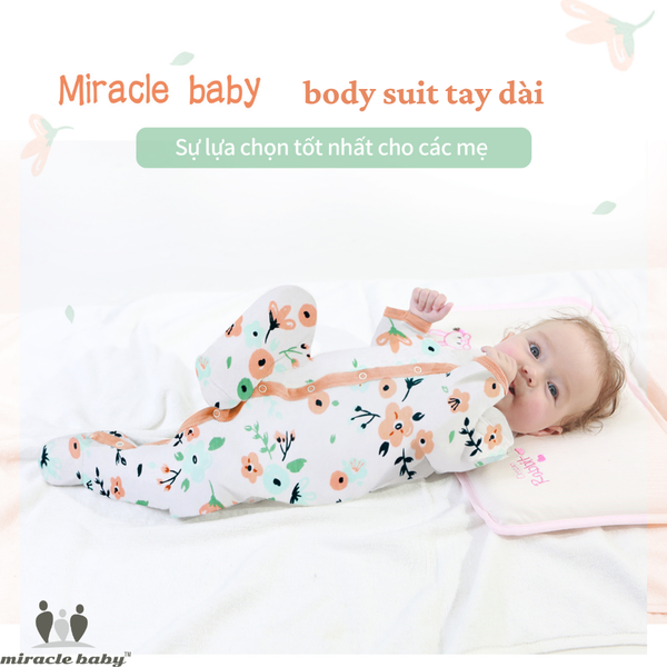  Miracle Baby - Bodysuit Tay Dài Thu Đông Cho Bé Trai, Bé Gái (Từ 1-2 tháng, 2-4 tháng, 5-7 tháng), Vải Interlock Cotton 