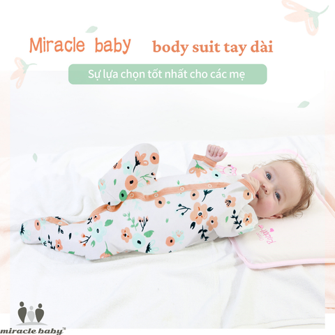  Miracle Baby - Jumpsuit Tay Dài Thu Đông Cho Bé Trai, Bé Gái (Từ 1-2 tháng, 2-4 tháng, 5-7 tháng), Vải Interlock Cotton 