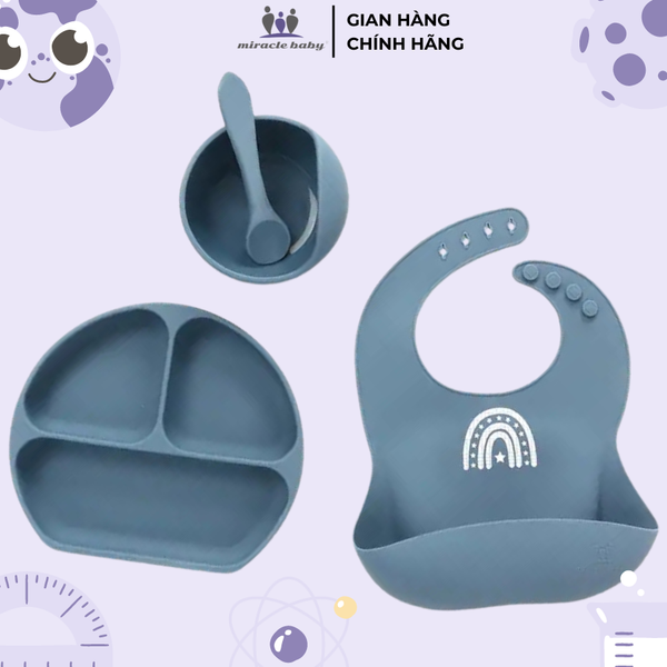  Combo 4 món ăn dặm silicone cao cấp cho bé Miracle Baby 