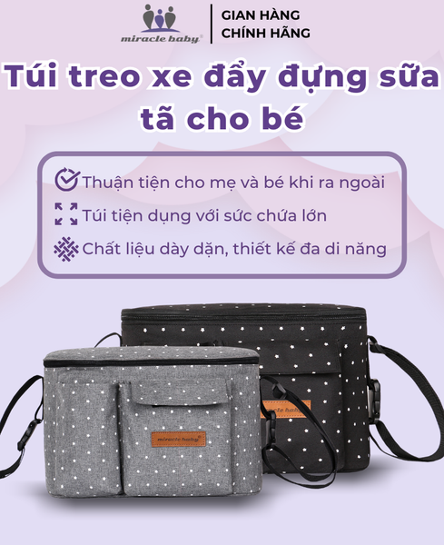  MiracleBaby - Túi treo xe đẩy/Túi đựng đồ đa năng cho mẹ và bé khi ra ngoài 