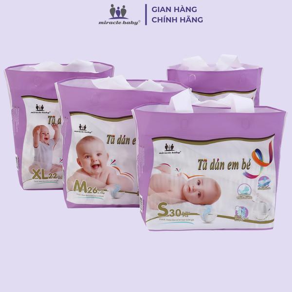  MiracleBaby - Tã dán tơ tằm size S/M/L/XL/XXL cho bé từ 4 - 17kg HSD 202611 