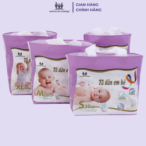  【Đại khuyến mãi trong năm】MiracleBaby - Tã dán tơ tằm size S/M/L/XL/XXL cho bé từ 4 - 17kg 
