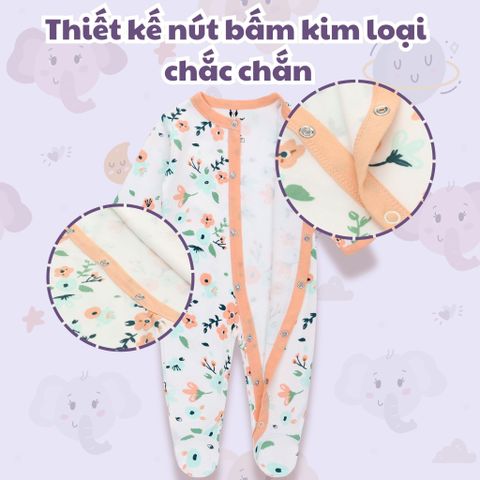  Bodysuit áo quần liền thân NÚT BẤM cho bé chất liệu Cotton thương hiệu Miraclebaby từ 1 đến 7 tháng tuổi 