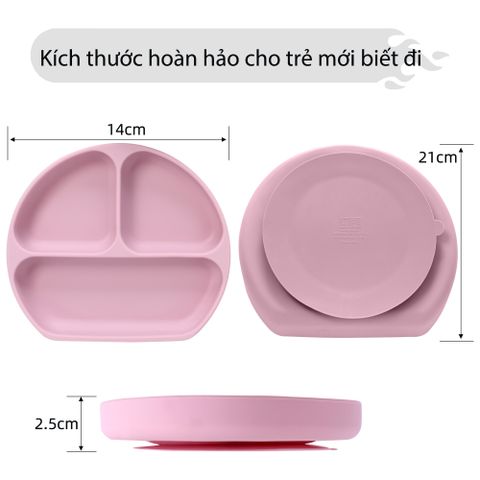  Miracle Baby - Khay ăn dặm Silicon cho bé từ 5 tháng tuổi có đế hít chống trượt, Khay ăn dặm Silicone cho bé 