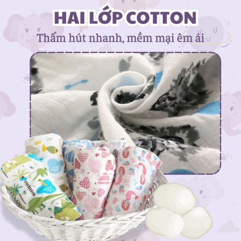 Miracle Baby_Chăn 2 lớp cotton 120*120cm thoáng khí, mềm mại đa năng cho bé 