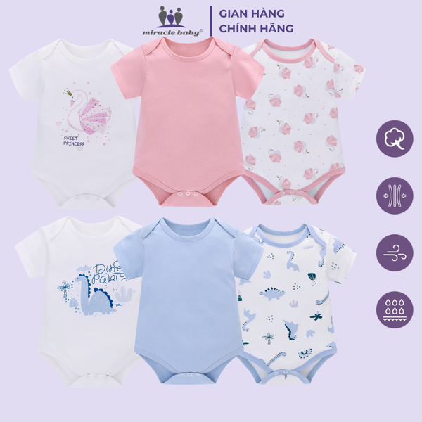  Bộ bodysuit/jumsuit cho bé trai bé gái tay ngắn - chất liệu 100% cotton mềm mại thoáng mát 