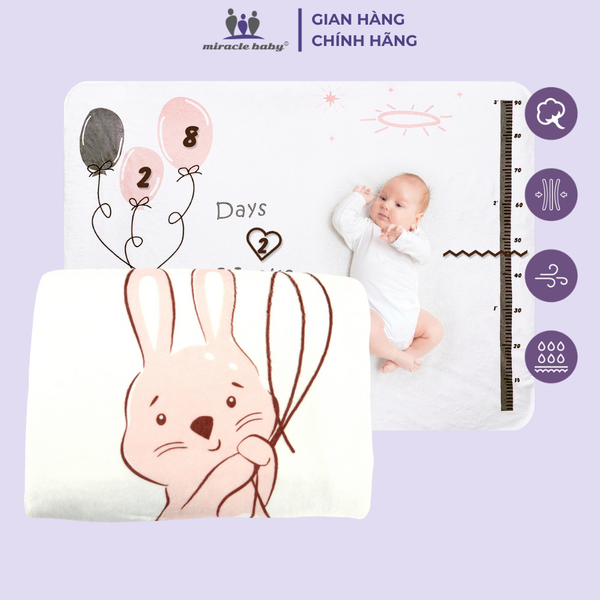  Miracle Baby - Chăn quấn đánh dấu cột mốc tháng tuổi phát triển phụ kiện chụp ảnh cho bé vải nhung cao cấp mền mịn không có xơ vải 