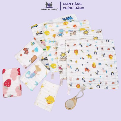  Set 5 Khăn Xô Muslin 4 lớp 100% Cotton Siêu Mềm, Khăn Rửa Mặt Cho Bé Hàng Cao Cấp Kích Thước 25x25 cm 