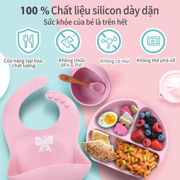  Combo 4 món ăn dặm silicone cao cấp cho bé Miracle Baby 