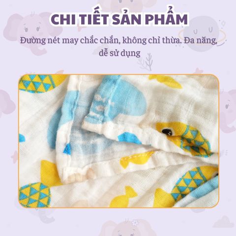  Miracle Baby_Chăn 2 lớp cotton 120*120cm thoáng khí, mềm mại đa năng cho bé 
