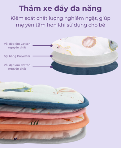  Miếng lót xe đẩy Miraclebaby cho bé cotton mềm mại, thoáng khí, phong cách dễ thương 