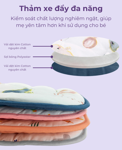  Tấm lót xe đẩy Miraclebaby cho bé cotton mềm mại, thoáng khí, phong cách dễ thương 