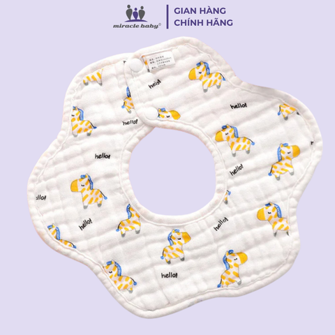  Yếm hoa Miracle Baby cổ tròn 6 lớp chất liệu Cotton cho bé từ 0 đến 12 tháng tuổi 