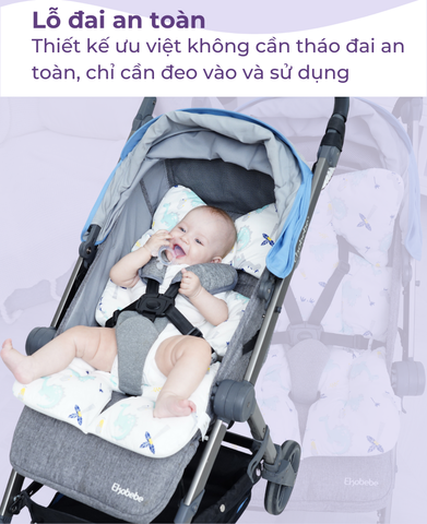  MiracleBaby - Miếng lót xe đẩy dày 6.5cm đệm Cotton dày dặn, phụ kiện xe đẩy êm ái cho bé 