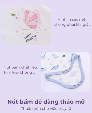  Combo 3 Bodysuit ngắn cho bé trai/bé gái chất liệu Cotton từ 0 -12 tháng 