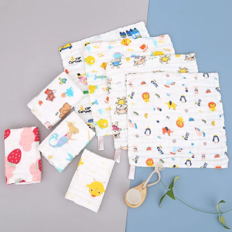  Set 5 Khăn Xô Muslin 4 lớp 100% Cotton Siêu Mềm, Khăn Rửa Mặt Cho Bé Hàng Cao Cấp Kích Thước 25x25 cm 