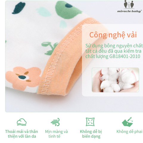  Miracle Baby - Bodysuit Tay Dài Thu Đông Cho Bé Trai, Bé Gái (Từ 1-2 tháng, 2-4 tháng, 5-7 tháng), Vải Interlock Cotton 