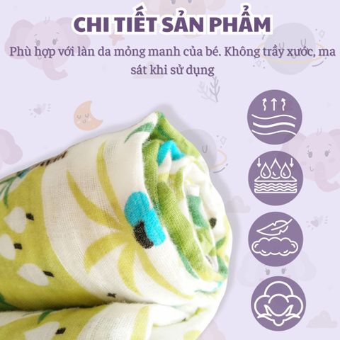  Miracle Baby_Chăn 2 lớp cotton 120*120cm thoáng khí, mềm mại đa năng cho bé 