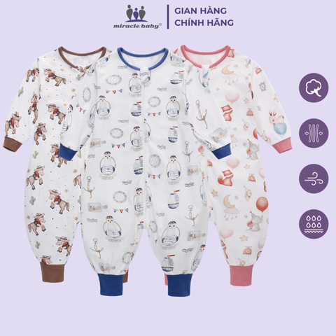  MiracleBaby - Túi ngủ quần chất liệu Cotton bản cải tiến mới co giãn tốt, thoải mái, hạn chế giật mình cho bé khi ngủ 