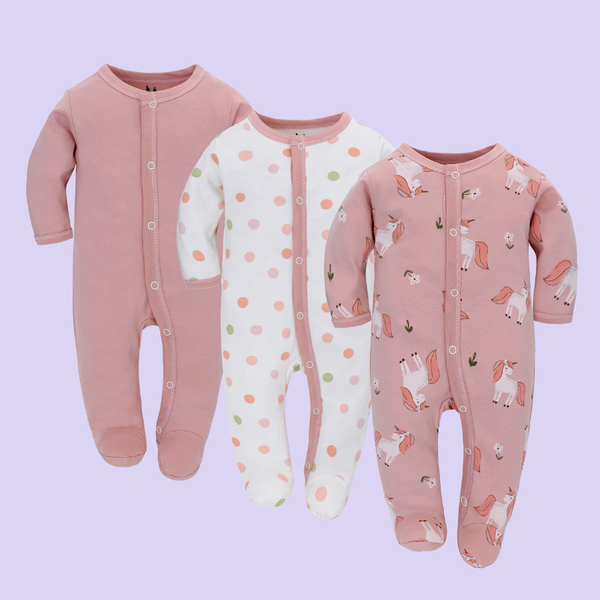  Combo Bodysuit dài nút bấm size 5-7M cho bé chất liệu Cotton từ 1 đến 7 tháng tuổi 
