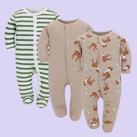  Combo Bodysuit dài nút bấm size 5-7M cho bé chất liệu Cotton từ 1 đến 7 tháng tuổi 