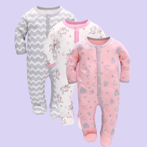  Combo Bodysuit dài nút bấm size 5-7M cho bé chất liệu Cotton từ 1 đến 7 tháng tuổi 