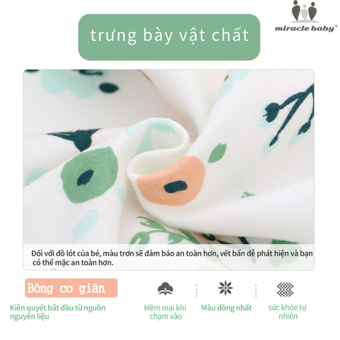  Miracle Baby - Bodysuit Tay Dài Thu Đông Cho Bé Trai, Bé Gái (Từ 1-2 tháng, 2-4 tháng, 5-7 tháng), Vải Interlock Cotton 