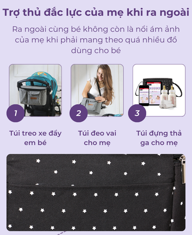  MiracleBaby - Túi treo xe đẩy/Túi đựng đồ đa năng cho mẹ và bé khi ra ngoài 