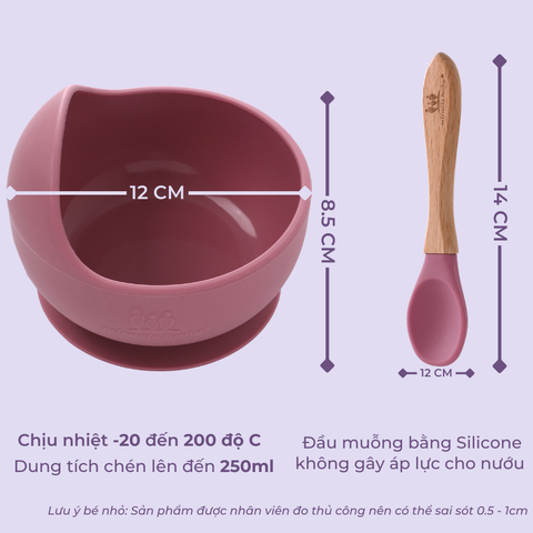  Chén ăn dặm silicone Miraclebaby và muỗng phù hợp dành bé trai, bé gái trên 5 tháng tuổi 