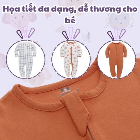  Bodysuit áo quần liền thân DÂY KÉO cho bé chất liệu Cotton thương hiệu Miraclebaby từ 0 đến 12 tháng tuổi 