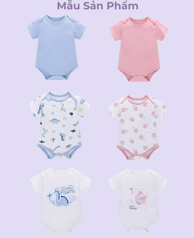  Combo 3 Bodysuit ngắn cho bé trai/bé gái chất liệu Cotton từ 0 -12 tháng 