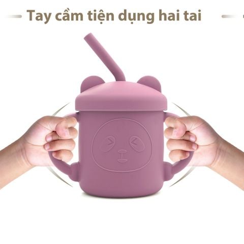  Cốc Tập Hút SILICONE An Toàn Dễ Thương Kèm Ống Hút Cho Bé 