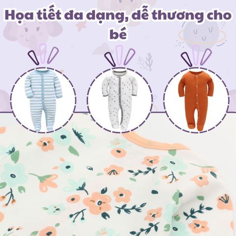  Bodysuit áo quần liền thân NÚT BẤM cho bé chất liệu Cotton thương hiệu Miraclebaby từ 1 đến 7 tháng tuổi 