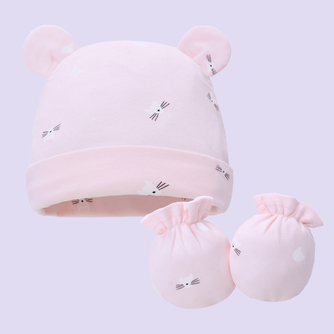  MiracleBaby -Nón kèm bay tay Mèo cho bé chất liệu Cotton nguyên chất co giãn, mềm mại, thấm hút mồ hôi tốt 