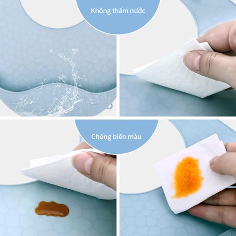  Yếm Ăn MiracleBaby 100% Silicon siêu mềm chống thấm nước chống bám bẩn dễ lau chùi từ 6-36 tháng 