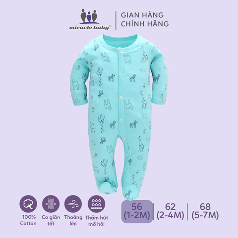  Bodysuit áo quần liền thân NÚT BẤM cho bé chất liệu Cotton thương hiệu Miraclebaby từ 1 đến 7 tháng tuổi 