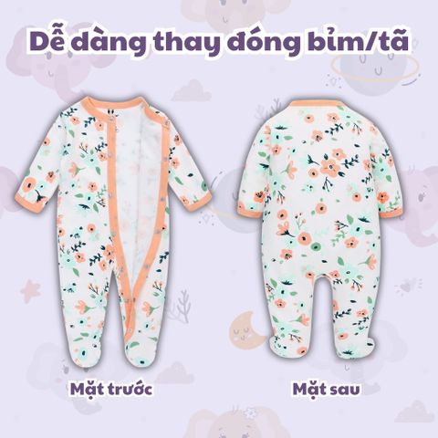  Bodysuit áo quần liền thân NÚT BẤM cho bé chất liệu Cotton thương hiệu Miraclebaby từ 1 đến 7 tháng tuổi 