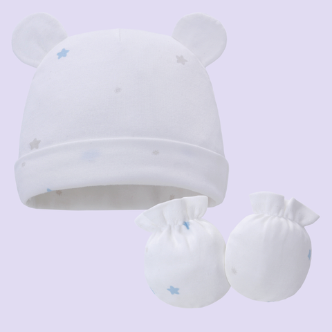  MiracleBaby -Nón kèm bay tay Mèo cho bé chất liệu Cotton nguyên chất co giãn, mềm mại, thấm hút mồ hôi tốt 