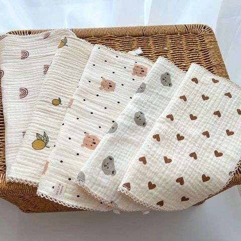  Set 5 Khăn Xô Muslin 2 lớp 100% Cotton Siêu Mềm, Khăn Rửa Mặt Cho Bé Hàng Cao Cấp 25x25cm 