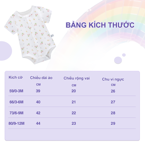  Bodysuit ngắn tay tam giác cotton cho bé 0-12 tháng 100%cotton có lỗ thoát khí 