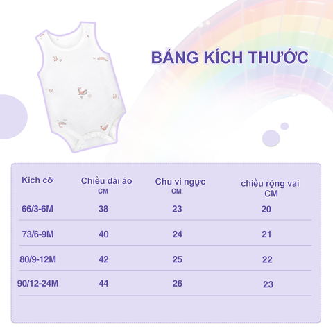  Set 3 Bodysuit không tay cho bé 3-24 tháng cotton100% mỏng nhẹ thoáng khí hiên bản mỏng cho mùa hè 