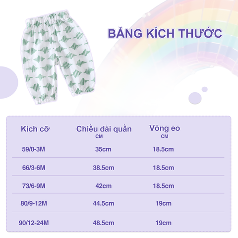  Quần dài cotton sợi tre cho bé 0-12 tháng thoáng khí thoải mái kháng khuẩn 