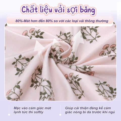  Váy ngủ cổ búp bê vải lụa băng 100-150 thoáng mát dễ chịu 