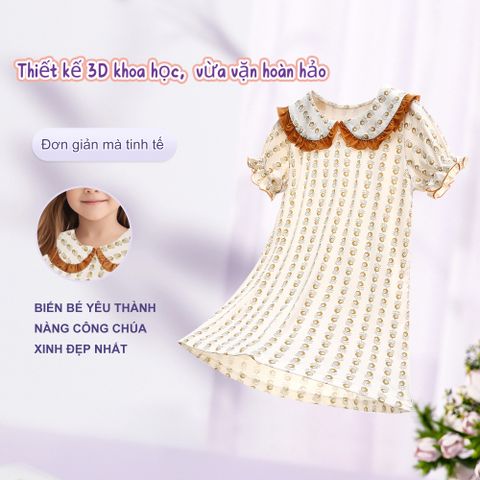  Váy ngủ cổ búp bê vải lụa băng 100-150 thoáng mát dễ chịu 